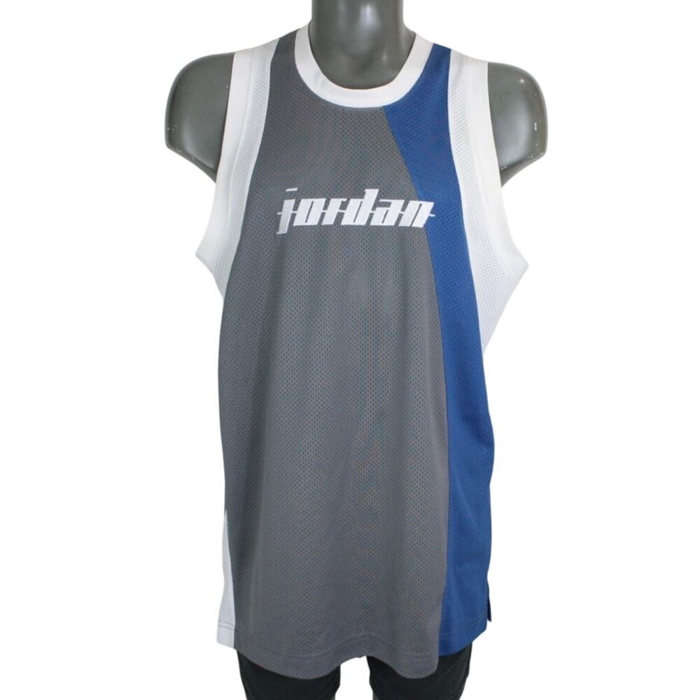 Vintage Jordan Y2K Jersey Spell Out Blue Mens L Basketball Tank